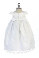 Cross Embroidered  Christening Baby Gown w/Bonnet