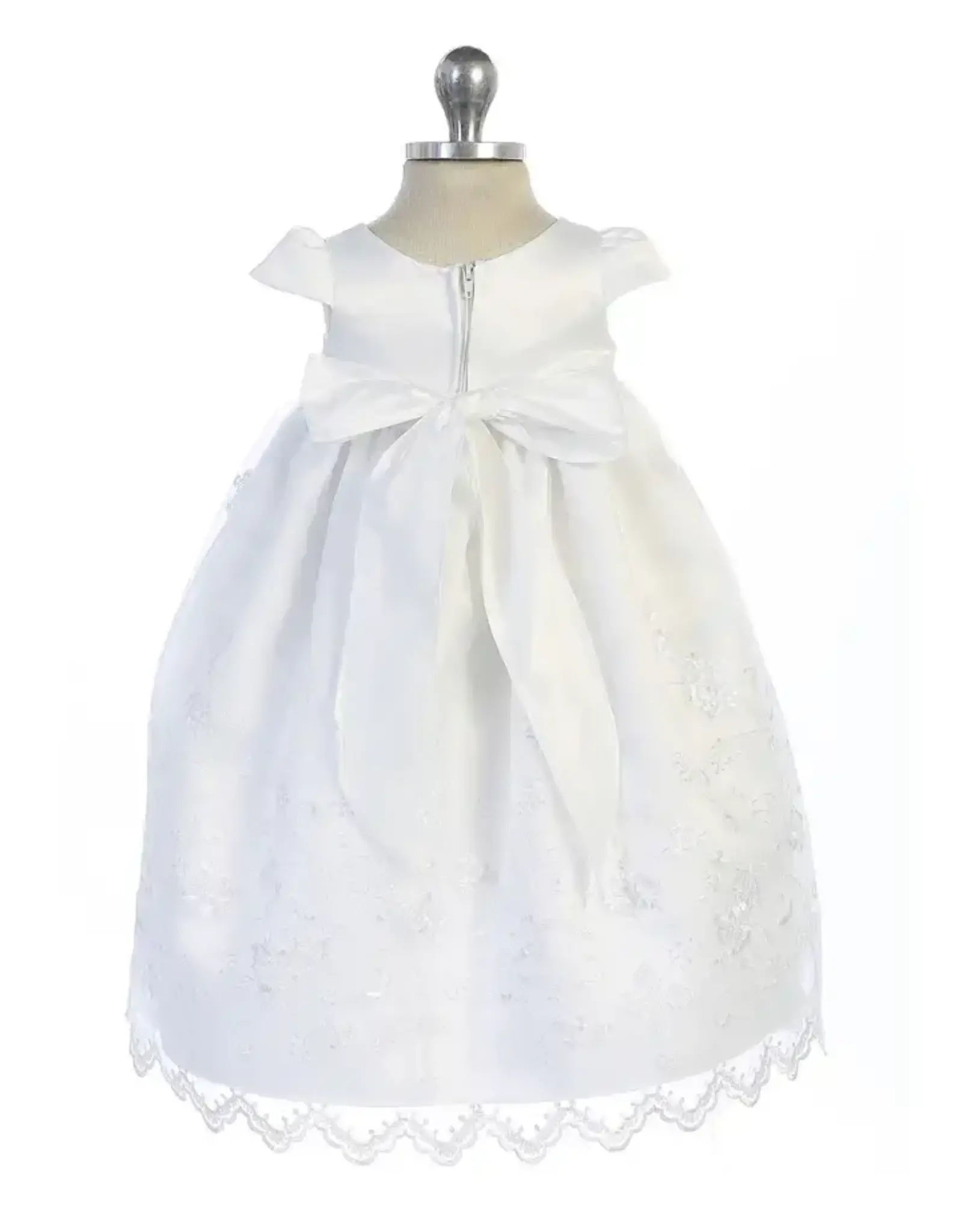 Cross Embroidered  Christening Baby Gown w/Bonnet