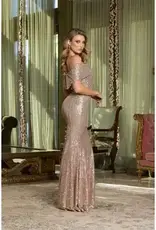 Folded Off Shoulder Sequin Gown