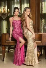 Lavender Lace-Up  Sequin Gown w/Slit