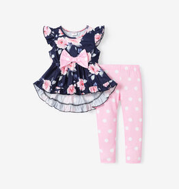 2pc Toddler Girl Floral/Polka Dot Set