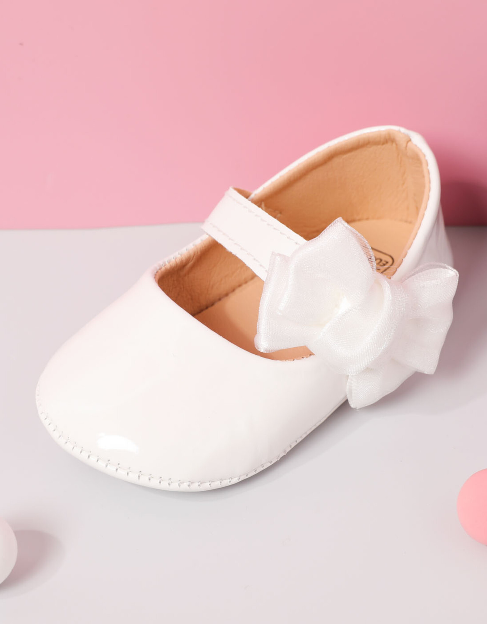 Infant/Toddler Faux Patent Leather Dress Shoes - White