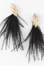 Black Feather & Gold Earrings