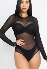 Sheer Mesh Long Sleeve Bodysuit