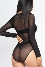 Sheer Mesh Long Sleeve Bodysuit