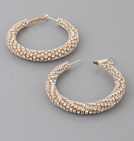Rhinestone Wrapped Hoops Gold