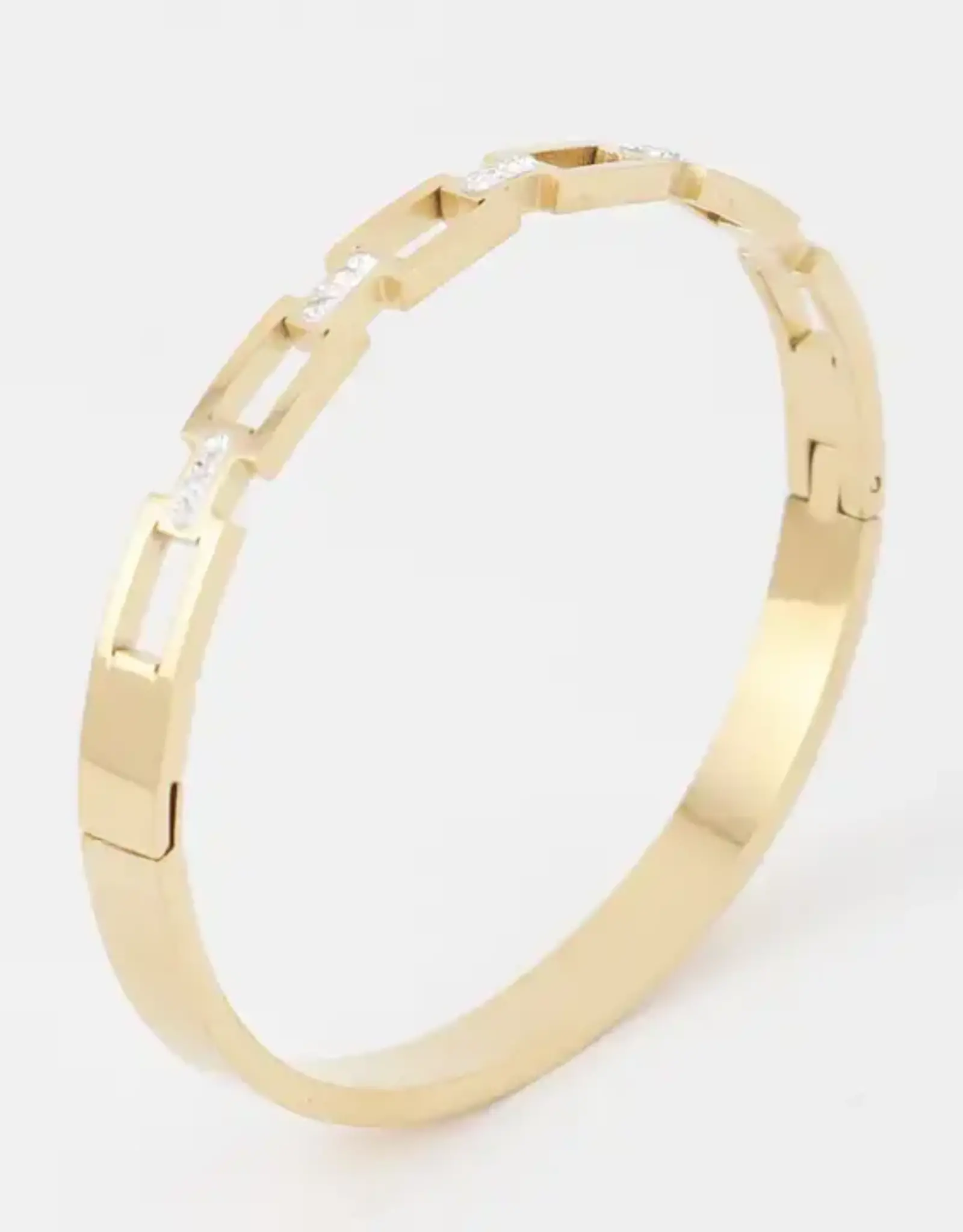 Stainless Steel Rhinestone Chain Bangle Bracelet