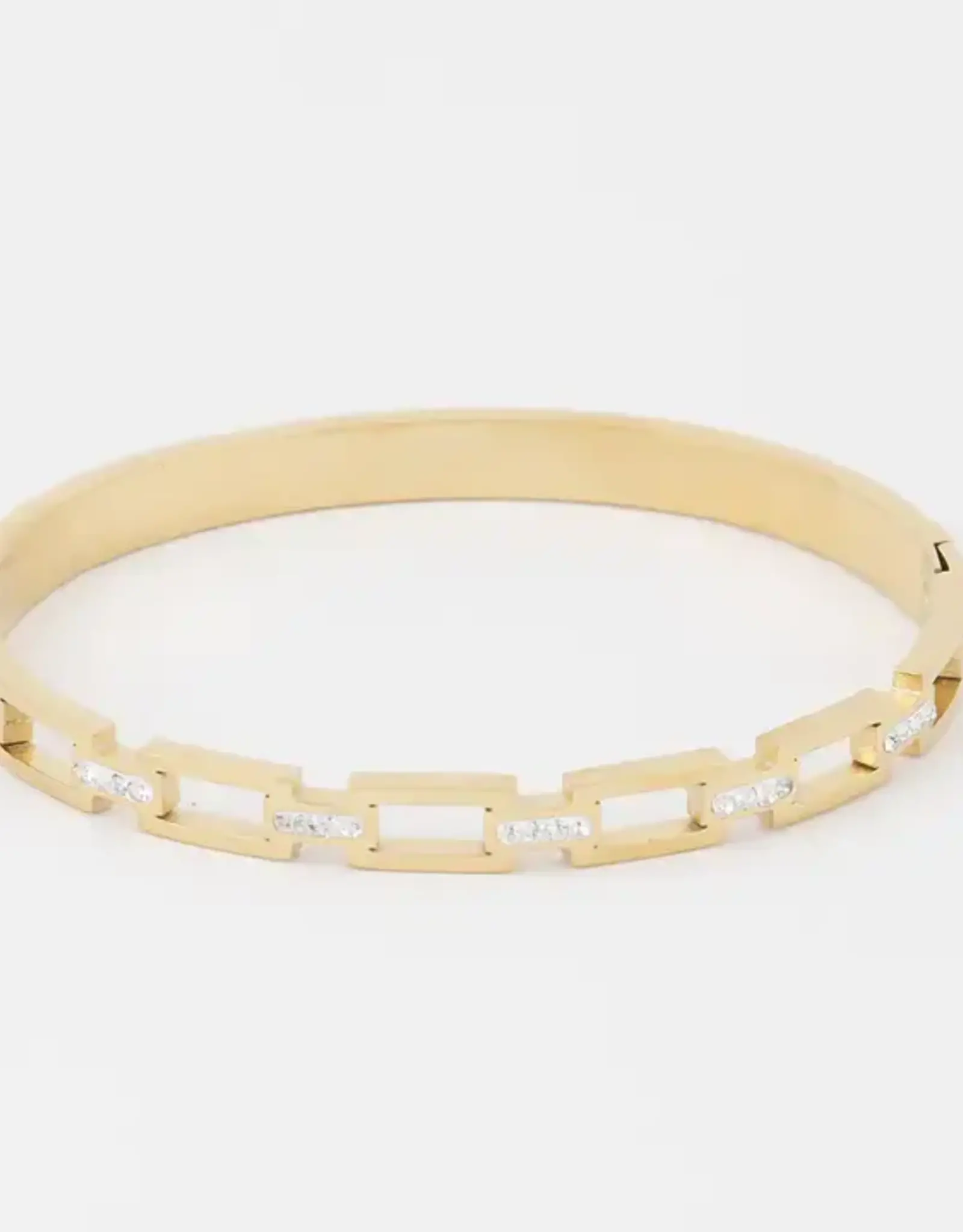 Stainless Steel Rhinestone Chain Bangle Bracelet