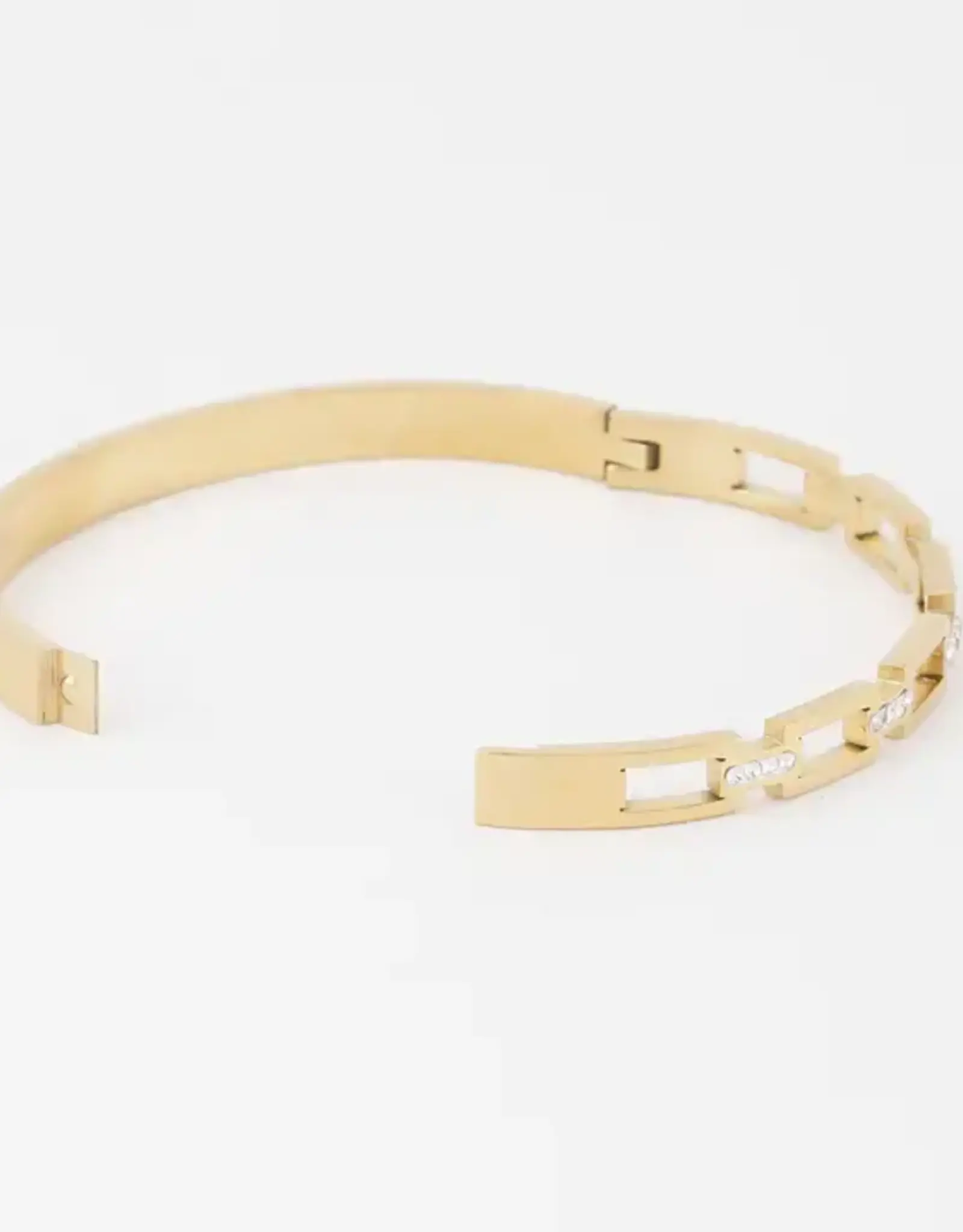 Stainless Steel Rhinestone Chain Bangle Bracelet