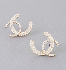 Rhinestone C Stud Earrings