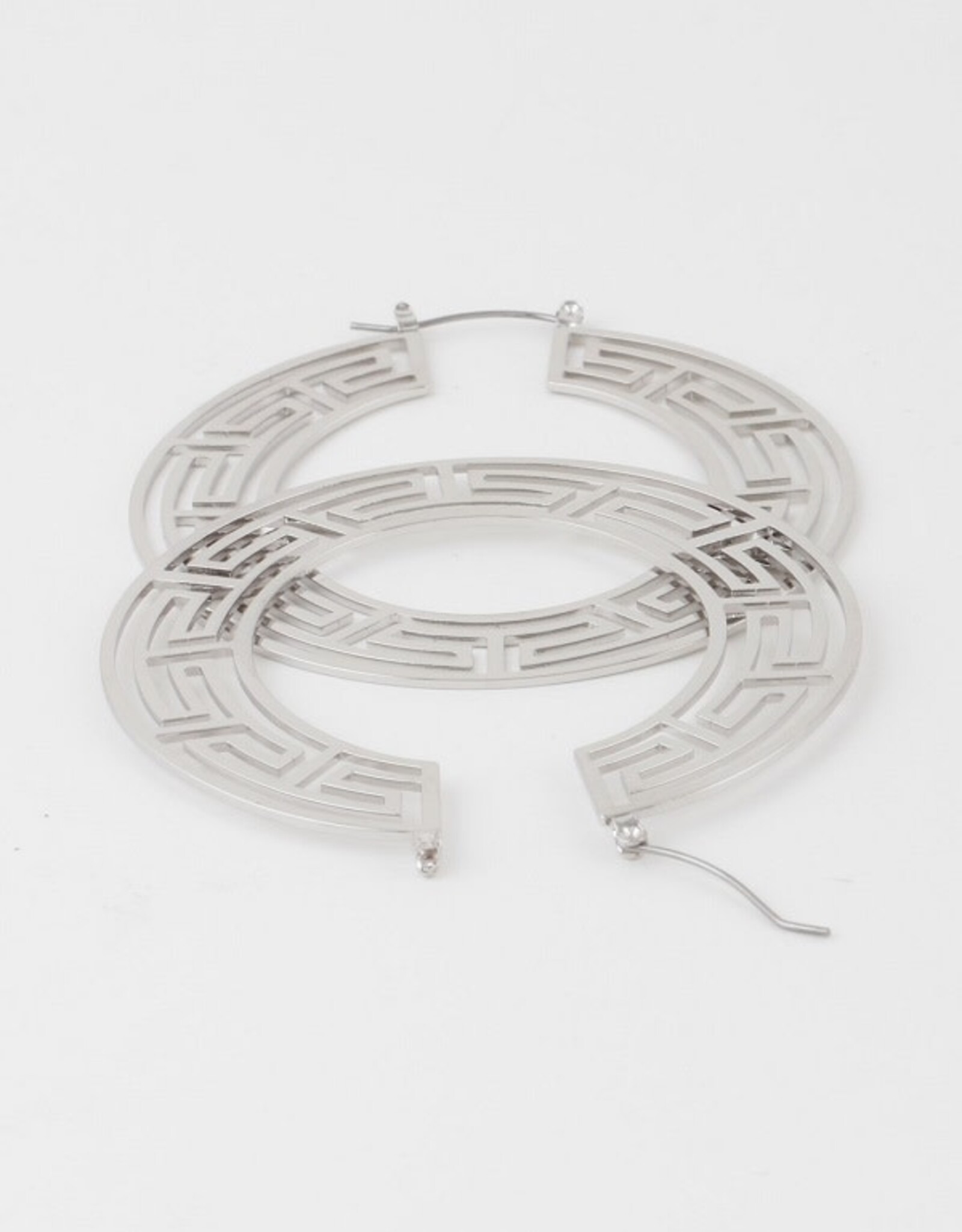 Flat Greek Key Hoop Earrings