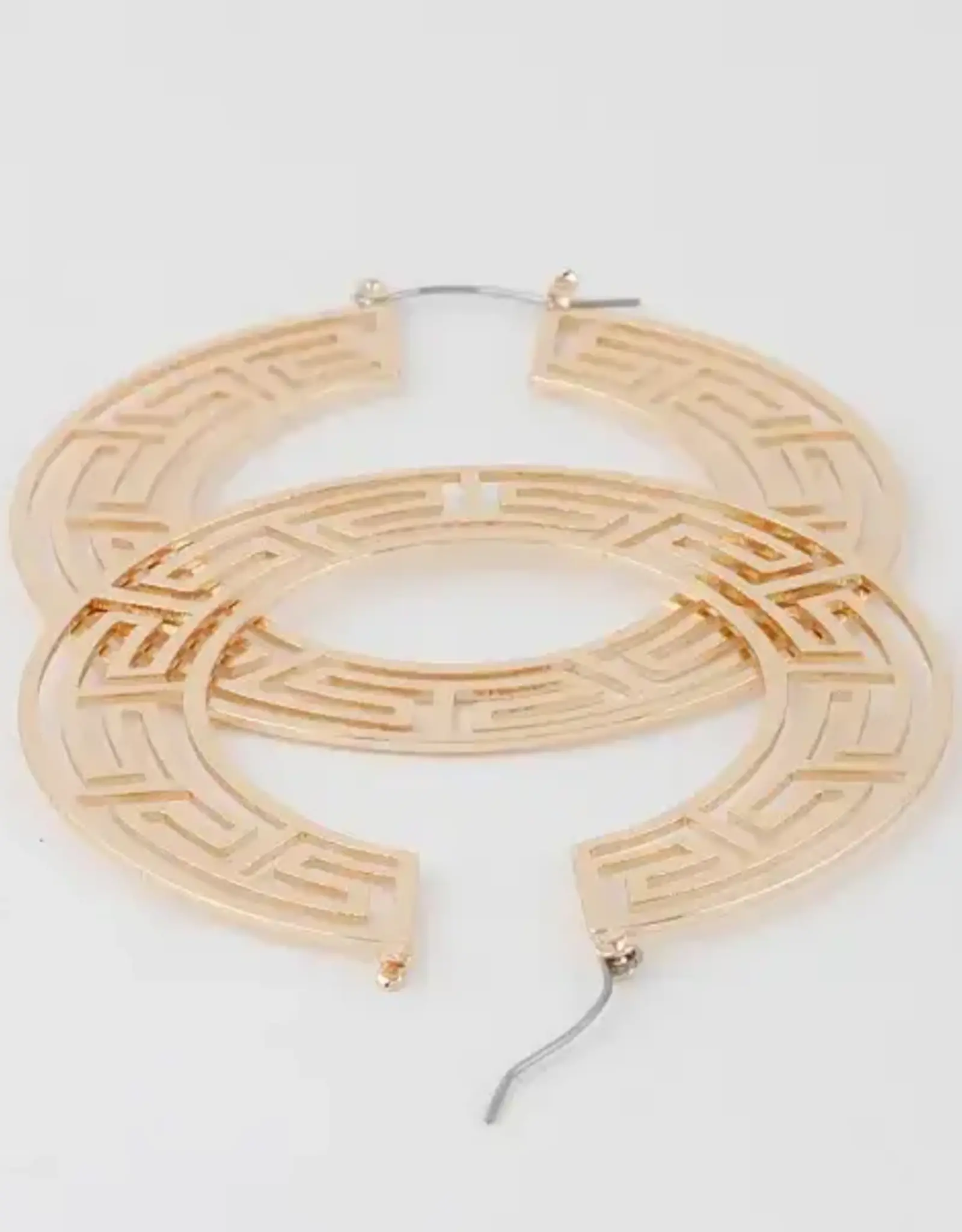 Flat Greek Key Hoop Earrings