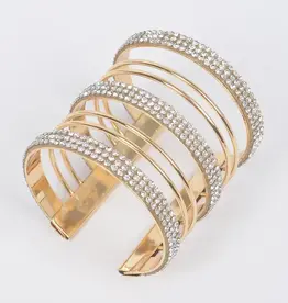 Triple Rhinestone Metal Cuff