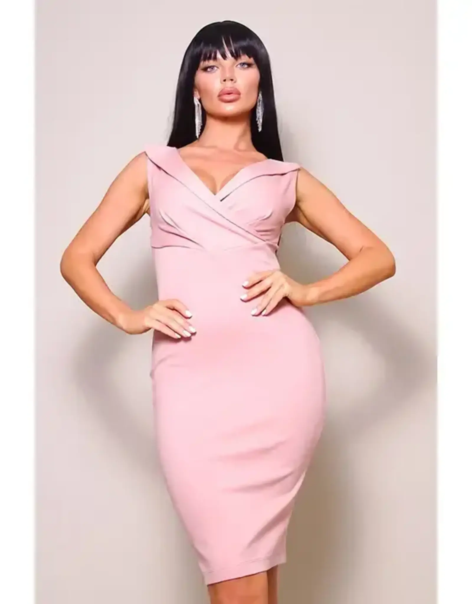 Foldover V Neck Bodycon