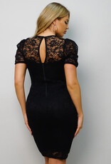 Victorian Lace  Puff Sleeve Midi Dress