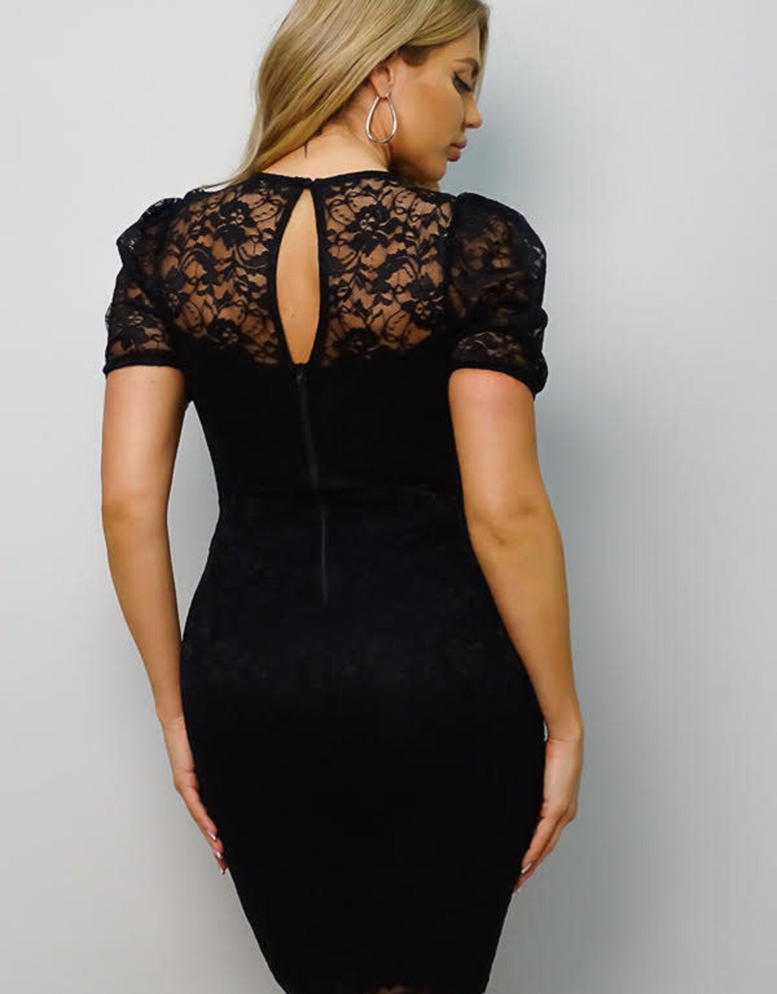 Victorian Lace  Puff Sleeve Midi Dress