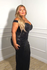 Off Shoulder Sequin Pattern Gown PLUS