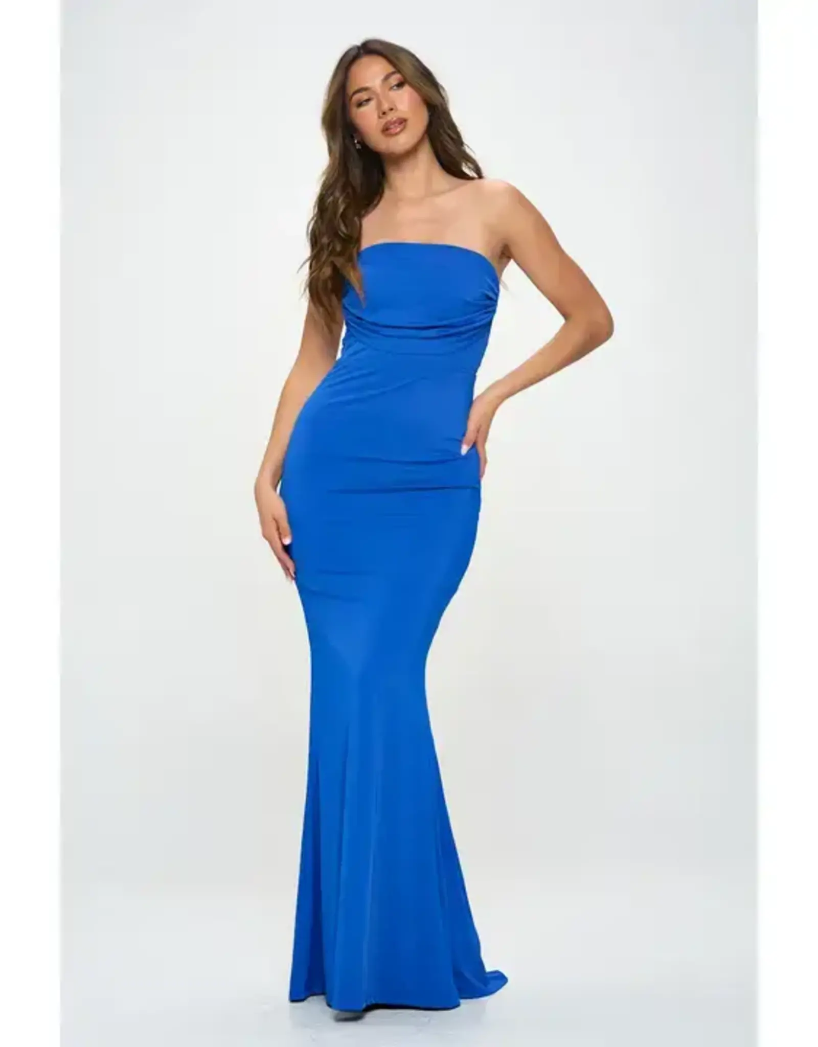 Strapless Ruched Maxi Dress