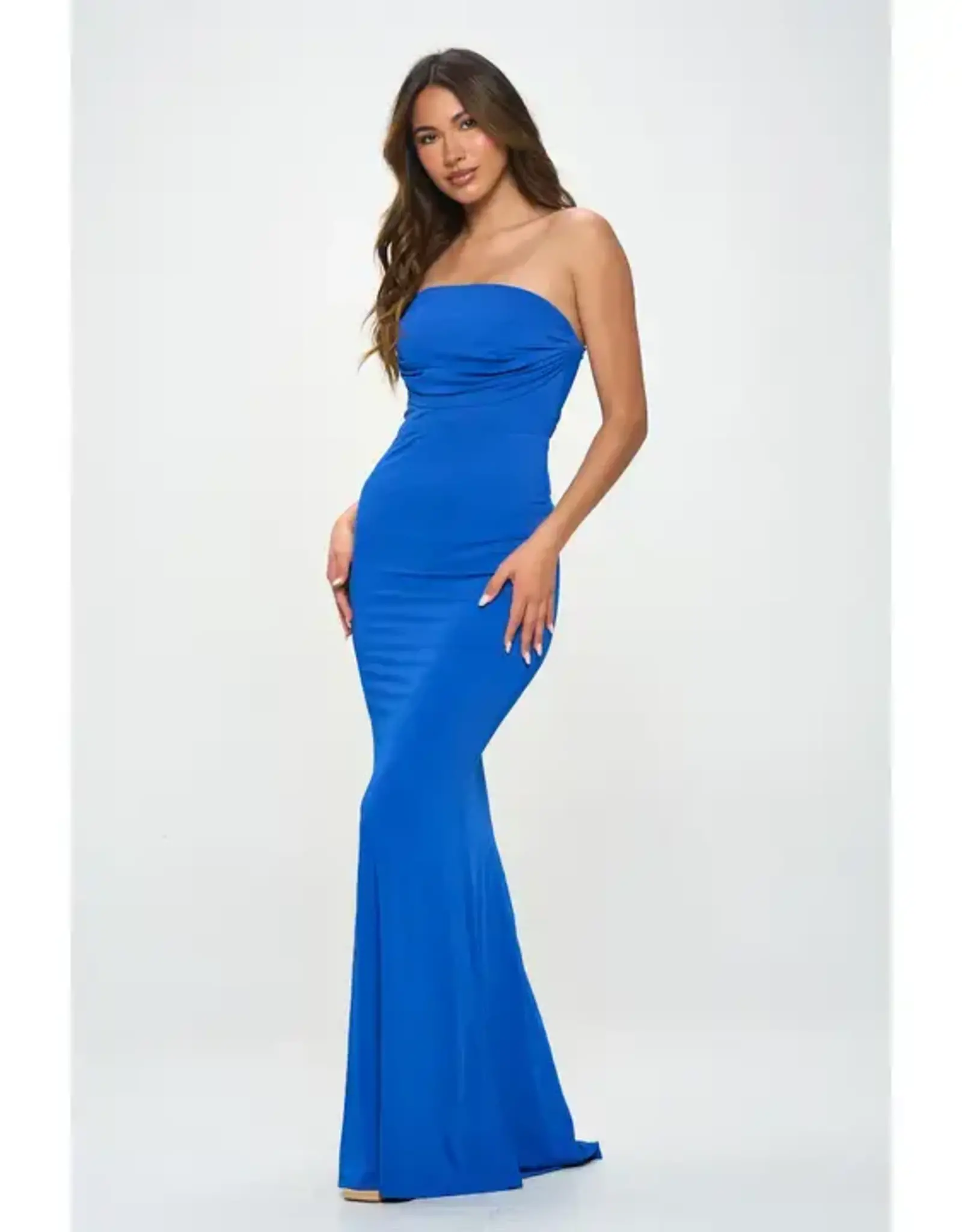 Strapless Ruched Maxi Dress