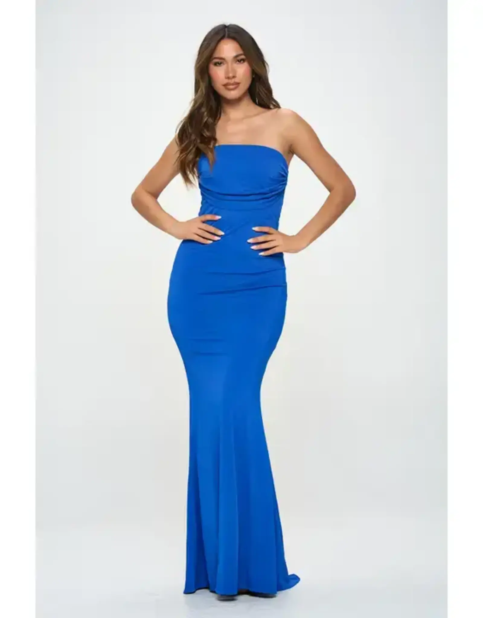 Strapless Ruched Maxi Dress