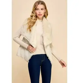 Faux Shearling Drape Vest - Ivory