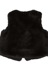 Girls' Black Fur Vest Loop & Button