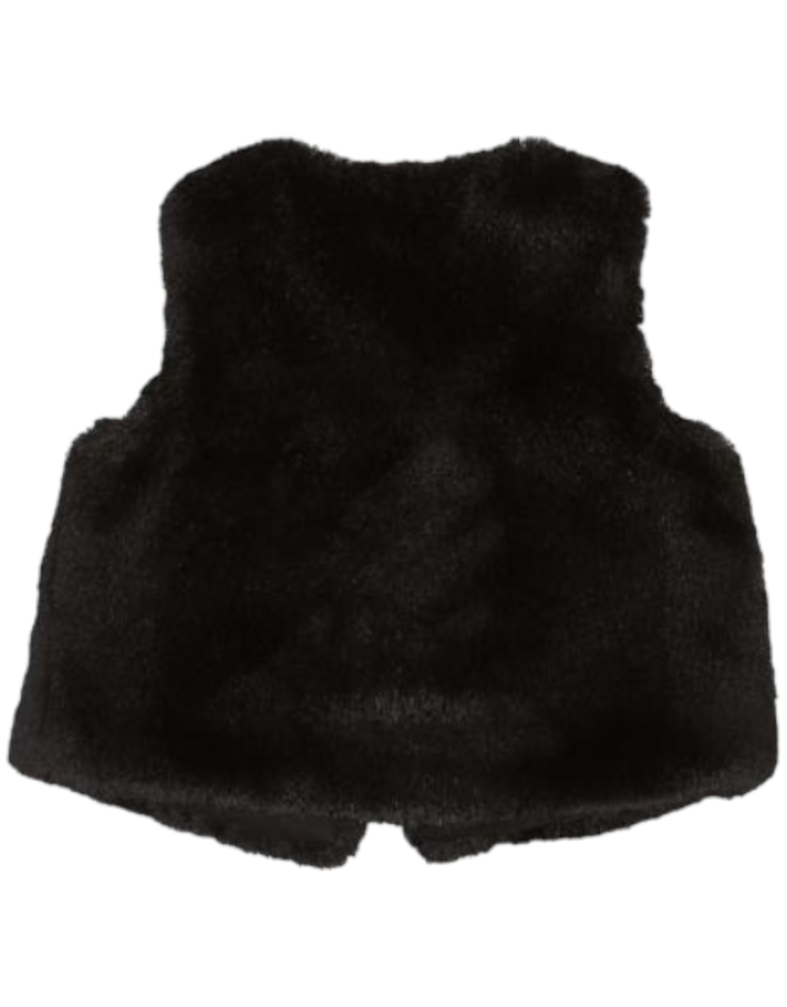 Girls' Black Fur Vest Loop & Button