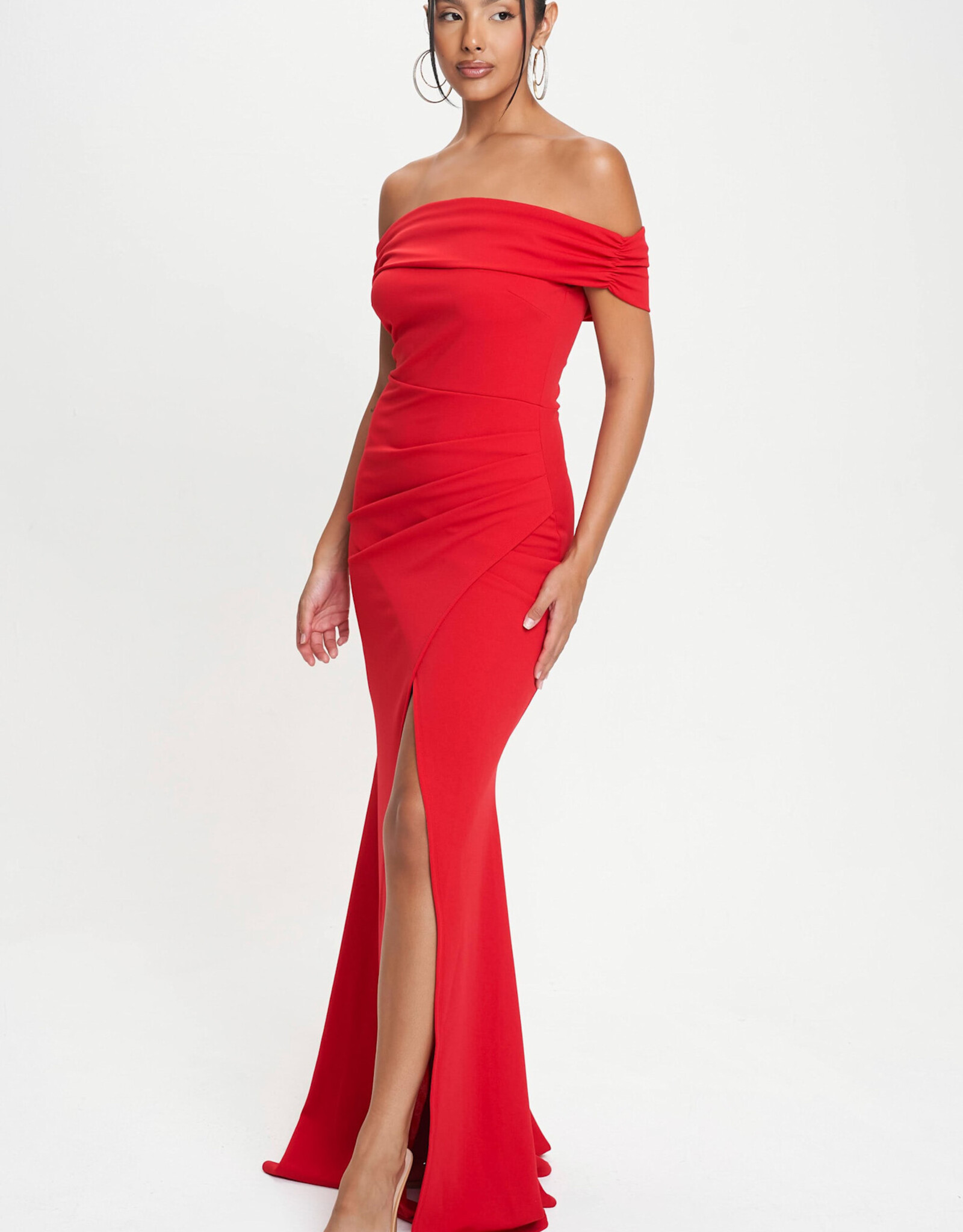 Off Shoulder Foldover Maxi Dress