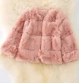 Girls' Blush Faux Fur Cozy Jacket