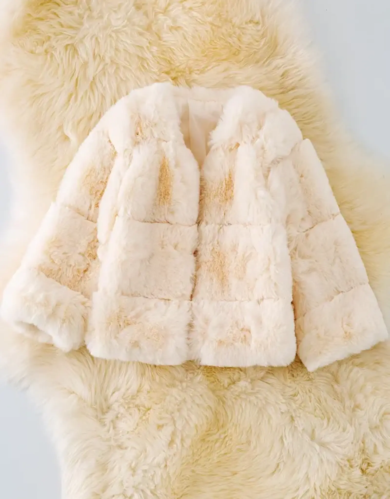 Girls' Cream Faux Fur Cozy Jacket