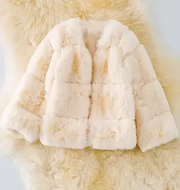 Girls' Cream Faux Fur Cozy Jacket