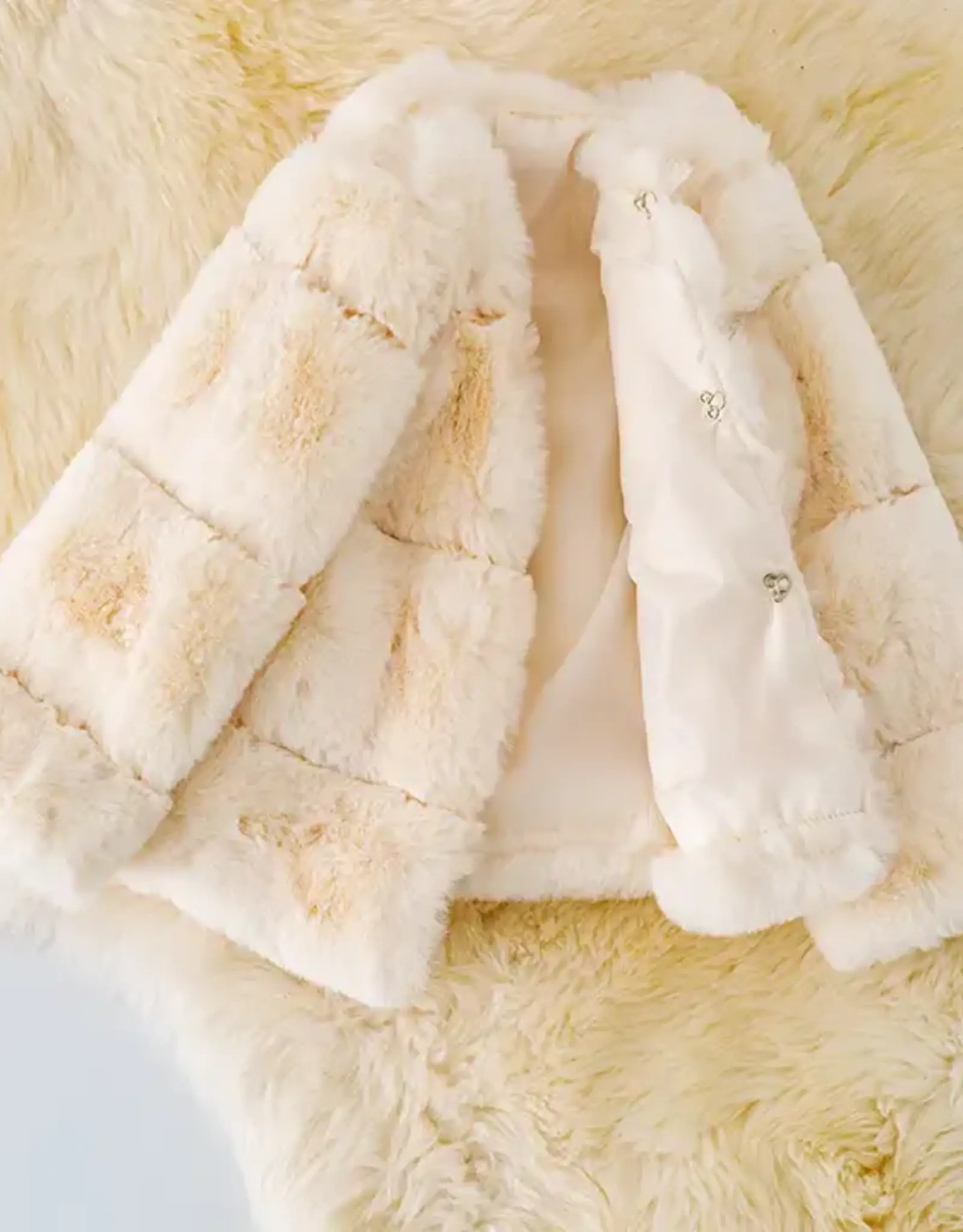 Girls' Cream Faux Fur Cozy Jacket