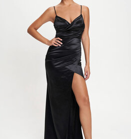 Crossover Front Satin Gala Gown
