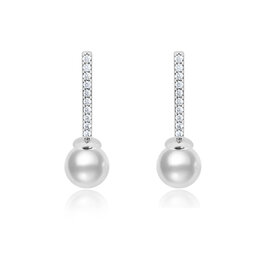 Linear CZ Pearl Drop Earring