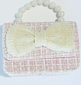 Girls' Pearl Bow Tweed Bag