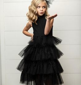 Girls' Black Tiered Tulle Dress