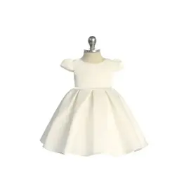 Infant Pleated Dress w/Pearl & Rhinestone Trim