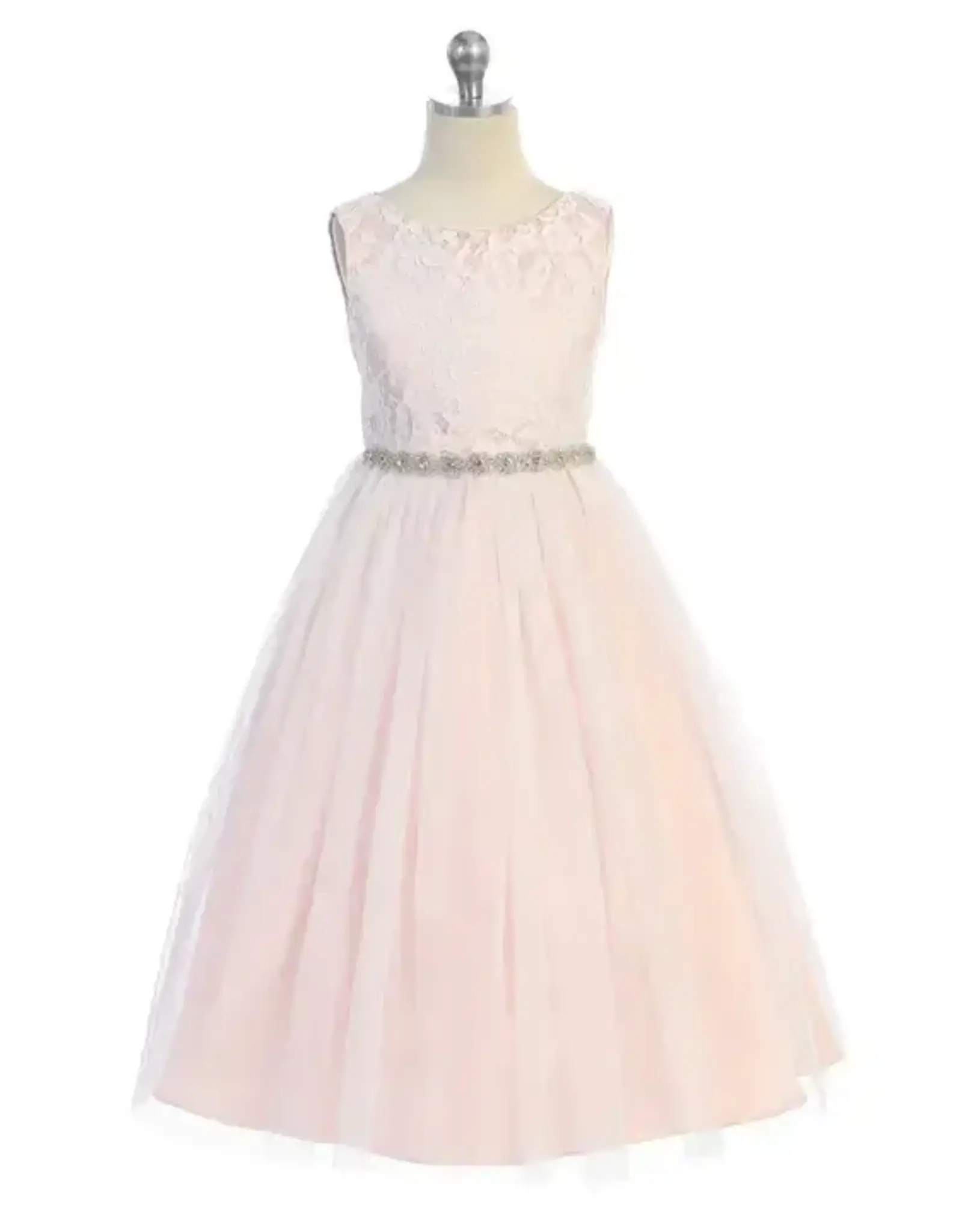Girls' Lace Top Glitter Tulle Gown w/Back Cut-Out