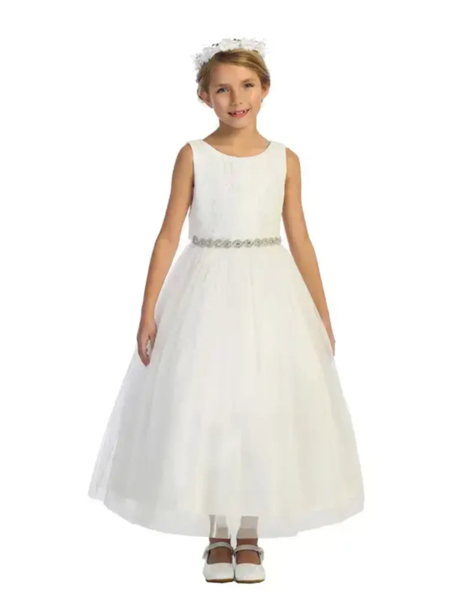 Girls' Lace Top Glitter Tulle Gown w/Back Cut-Out