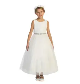 Girls' Lace Top Glitter Tulle Gown w/Back Cut-Out