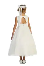 Girls' Lace Top Glitter Tulle Gown w/Back Cut-Out