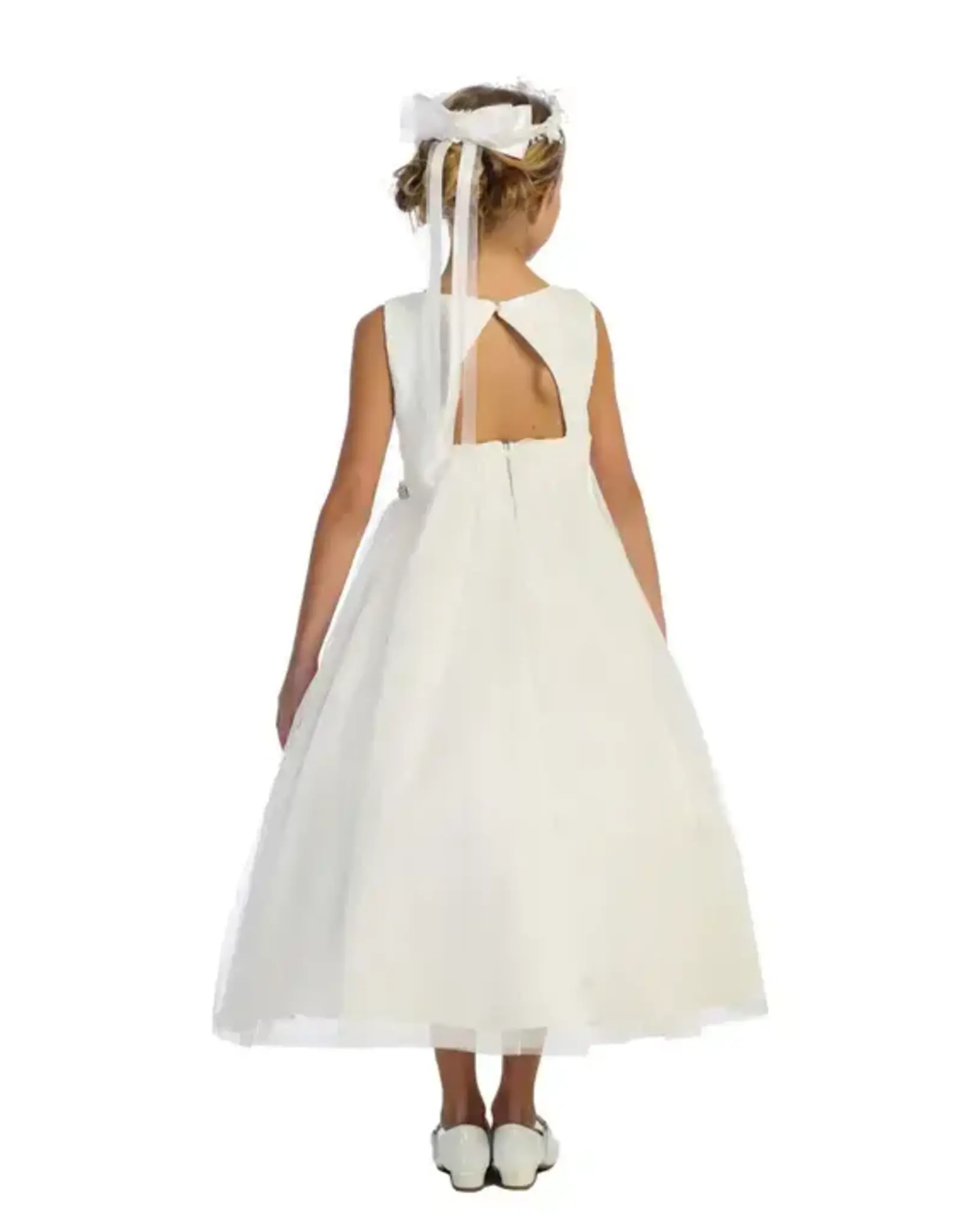 Girls' Lace Top Glitter Tulle Gown w/Back Cut-Out