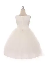 Girls' Lace Top Tulle Gown White