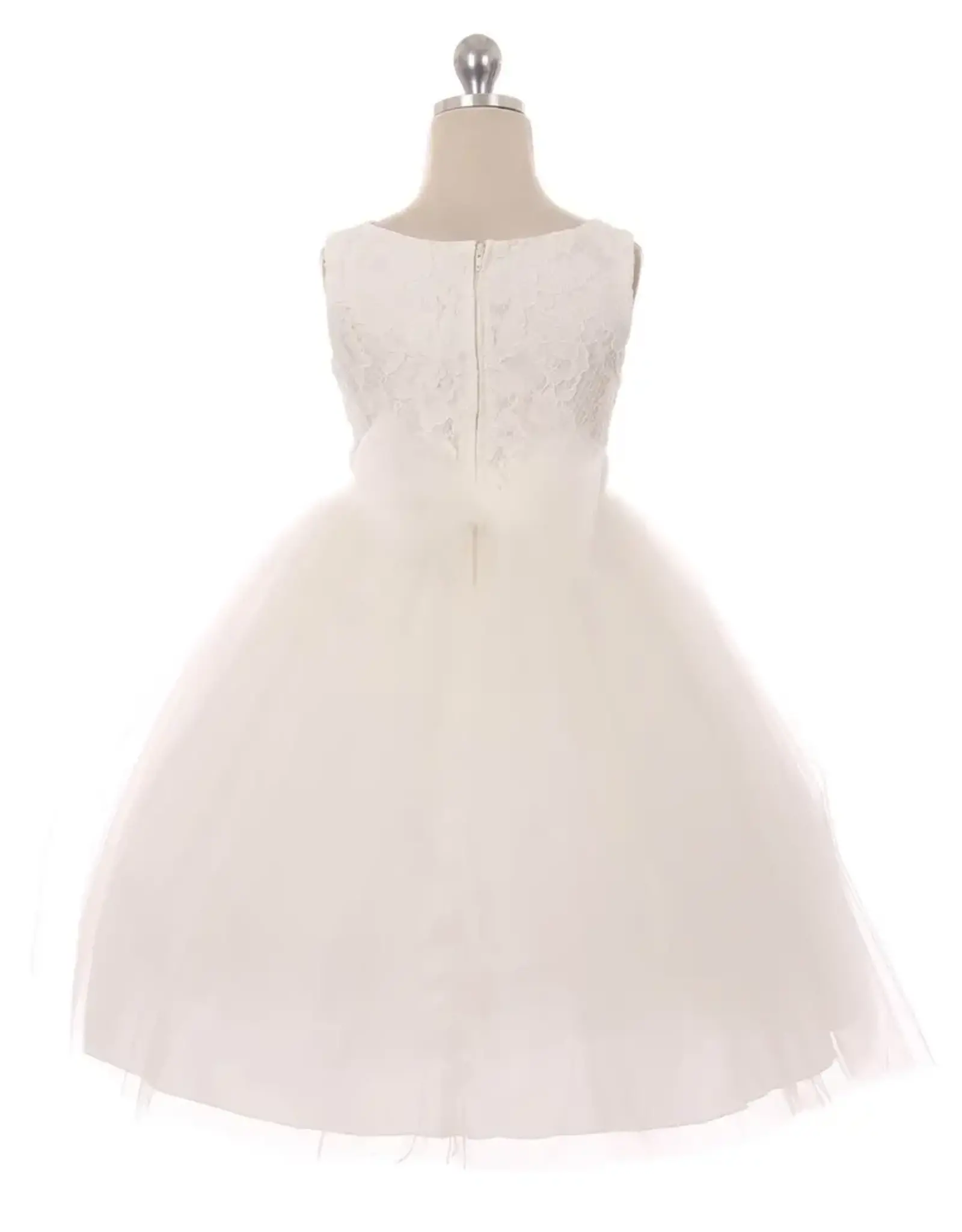 Girls' Lace Top Tulle Gown White
