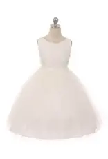 Girls' Lace Top Tulle Gown White