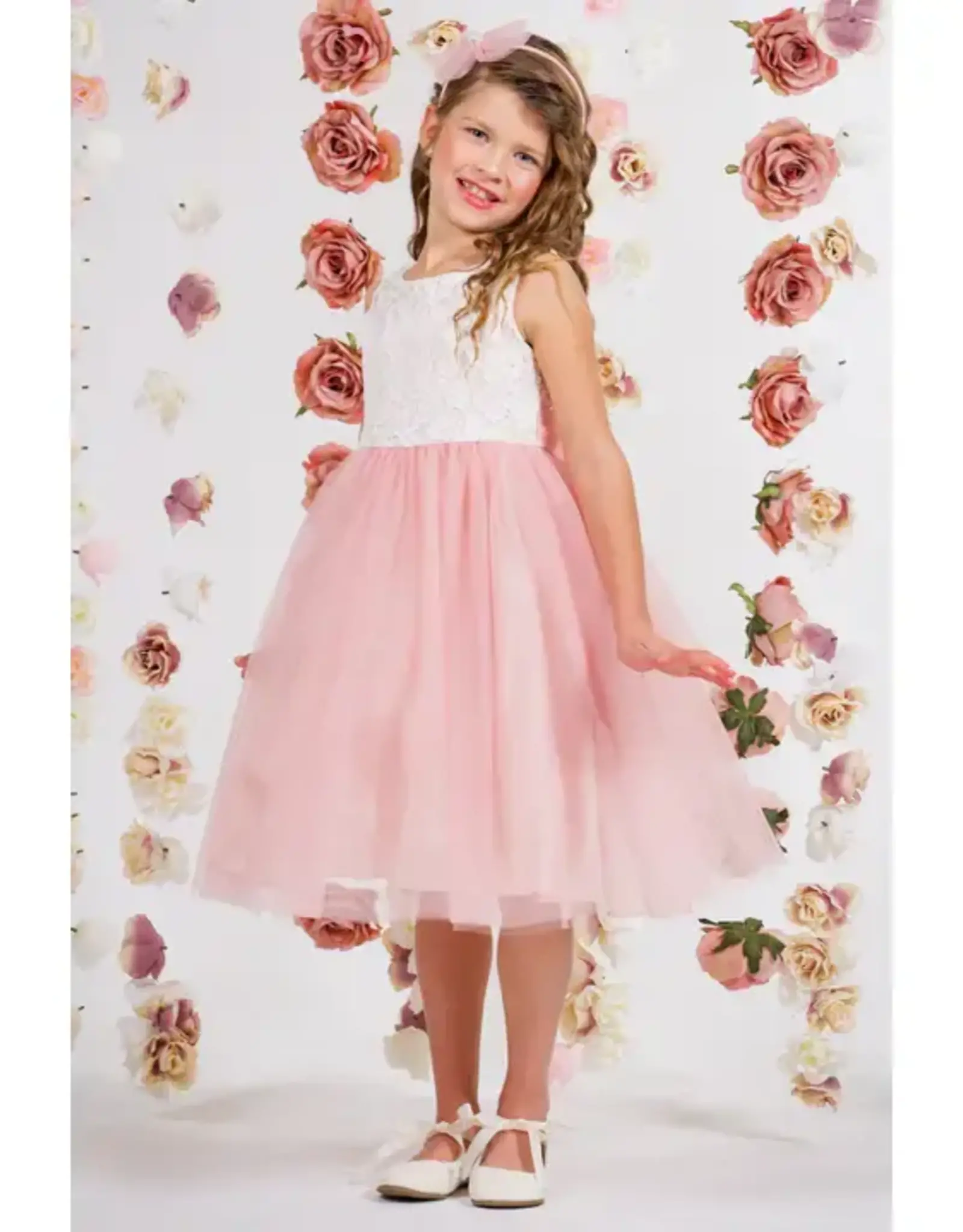 Girls' Lace Top Tulle Gown White