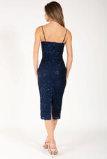 Sequin & Lace Pencil Midi