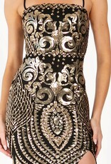 Square Neck Sequin Gala Gown