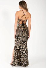 Square Neck Sequin Gala Gown