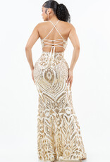 Square Neck Sequin Gala Gown